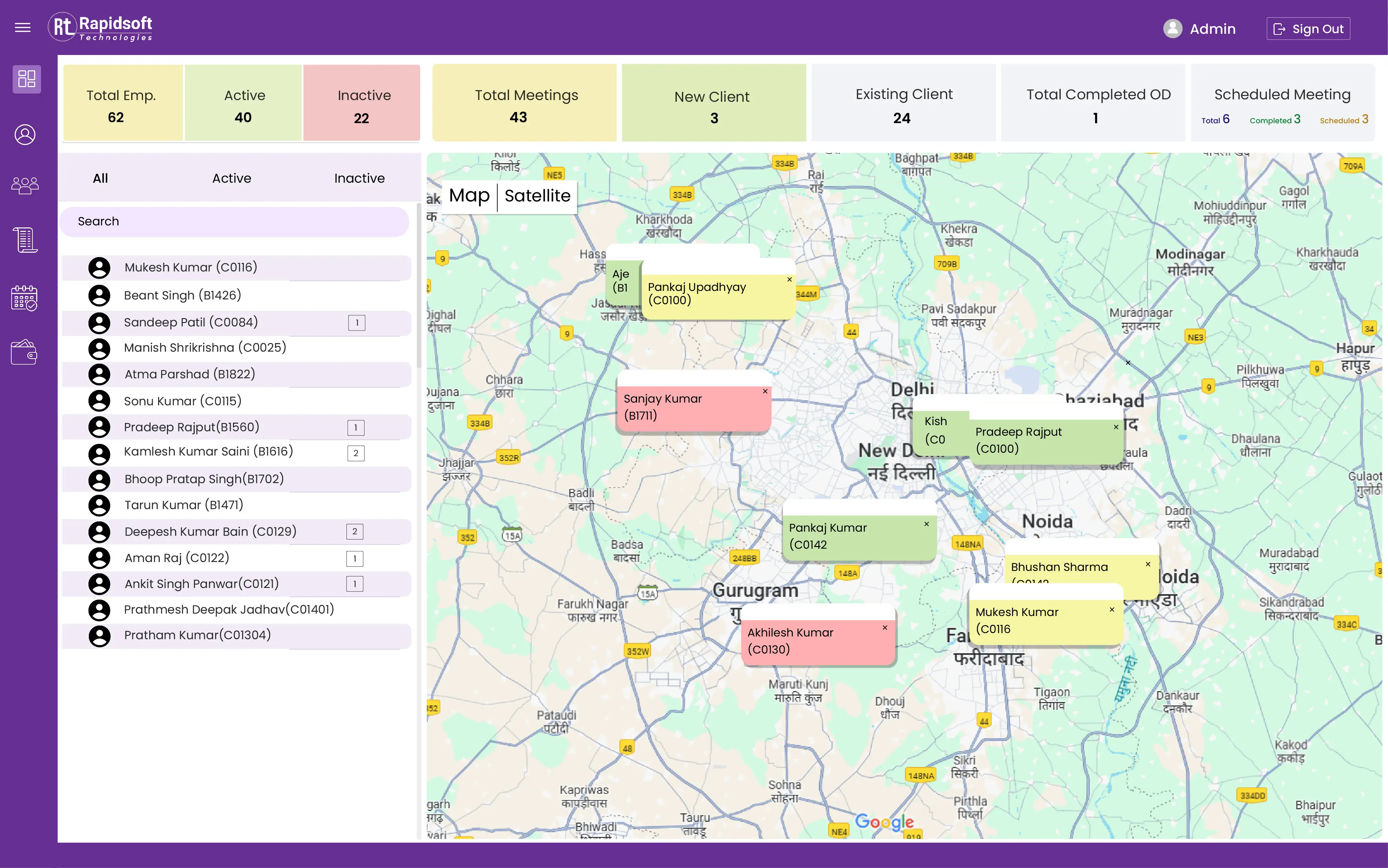 rapidsoft dashboard erp page